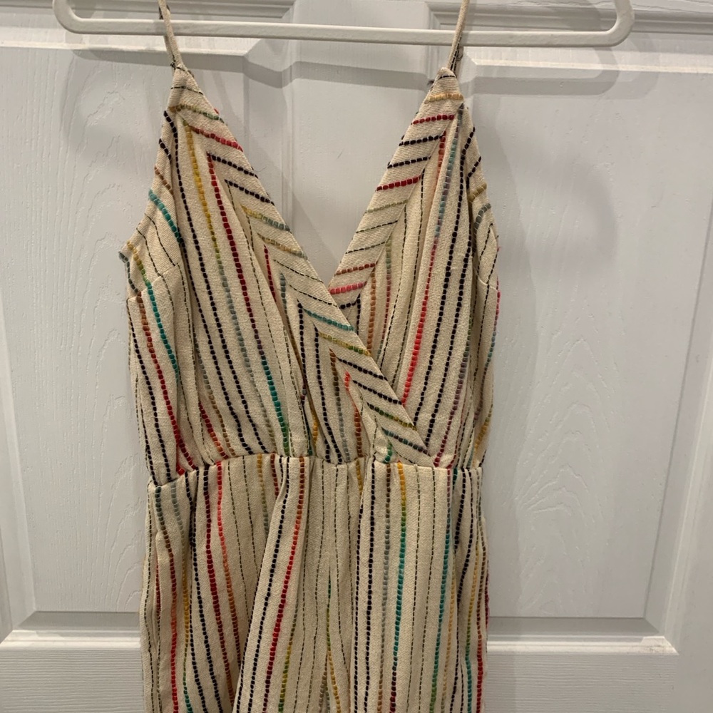 Tularosa Cream Multicolor Striped Romper